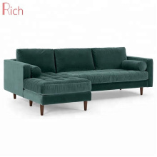 Modern Home Furniture Green Sectional Cold Cotton Velvet Corner Sofa